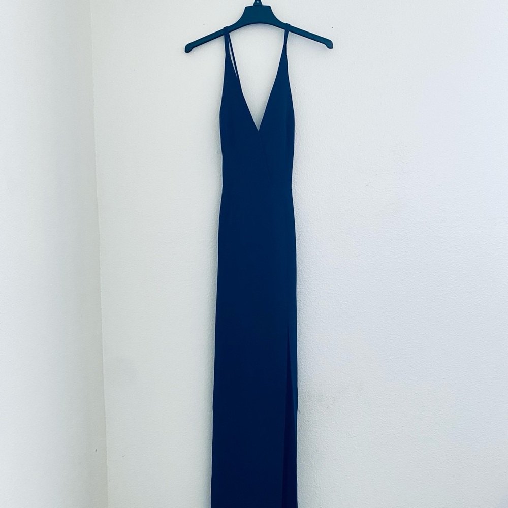 Wayf Blue Spaghetti Strap Prom Gown